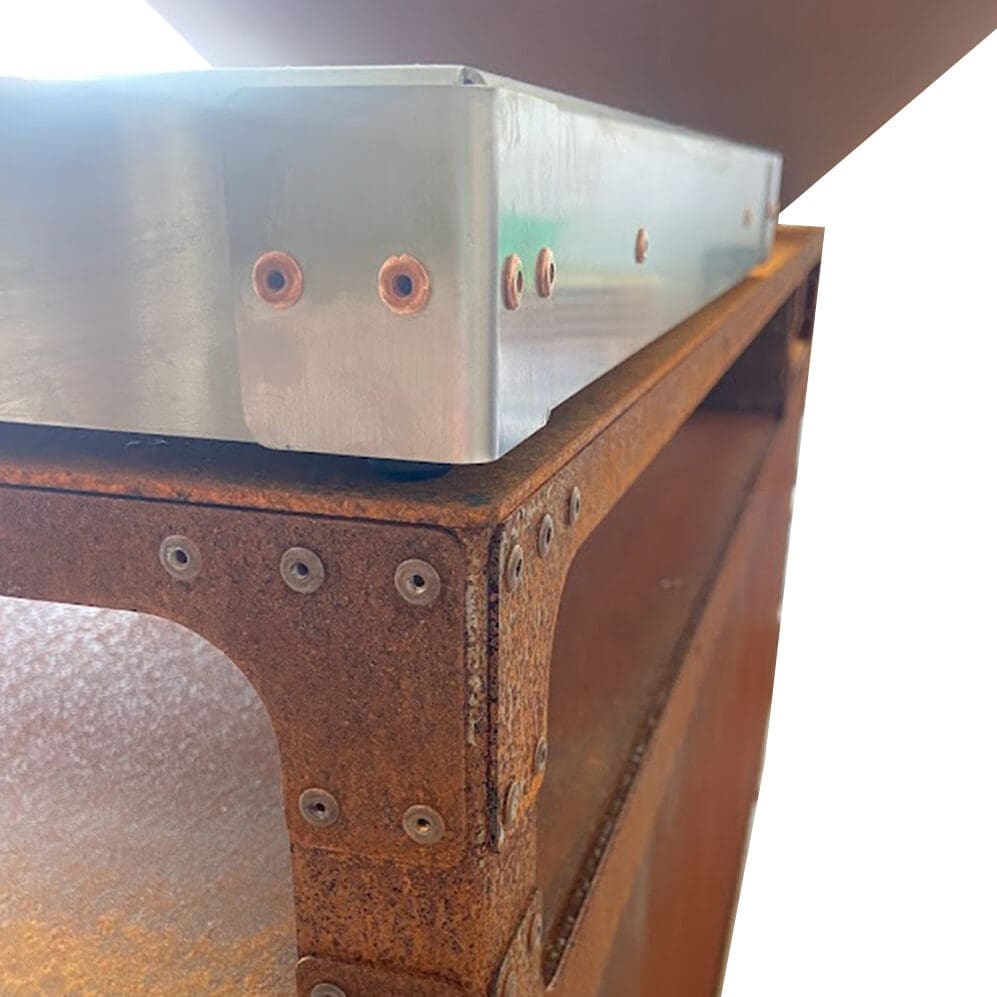 Brasero plancha sur desserte - corten - diamètre 100cm - 2