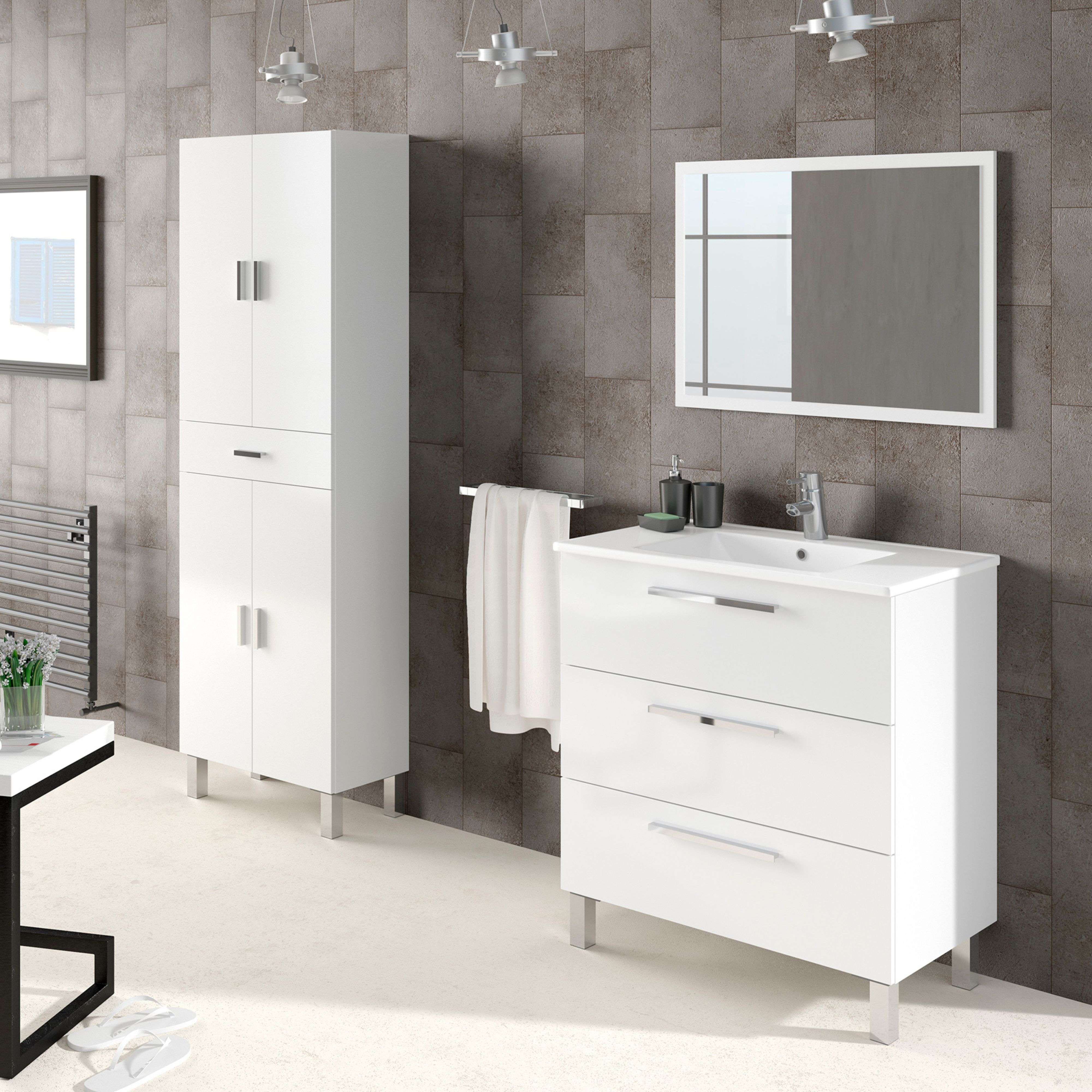 Móvel Coluna de Banho Aruba Branco 60x182x29 cm, Design Moderno e Funcional - 6