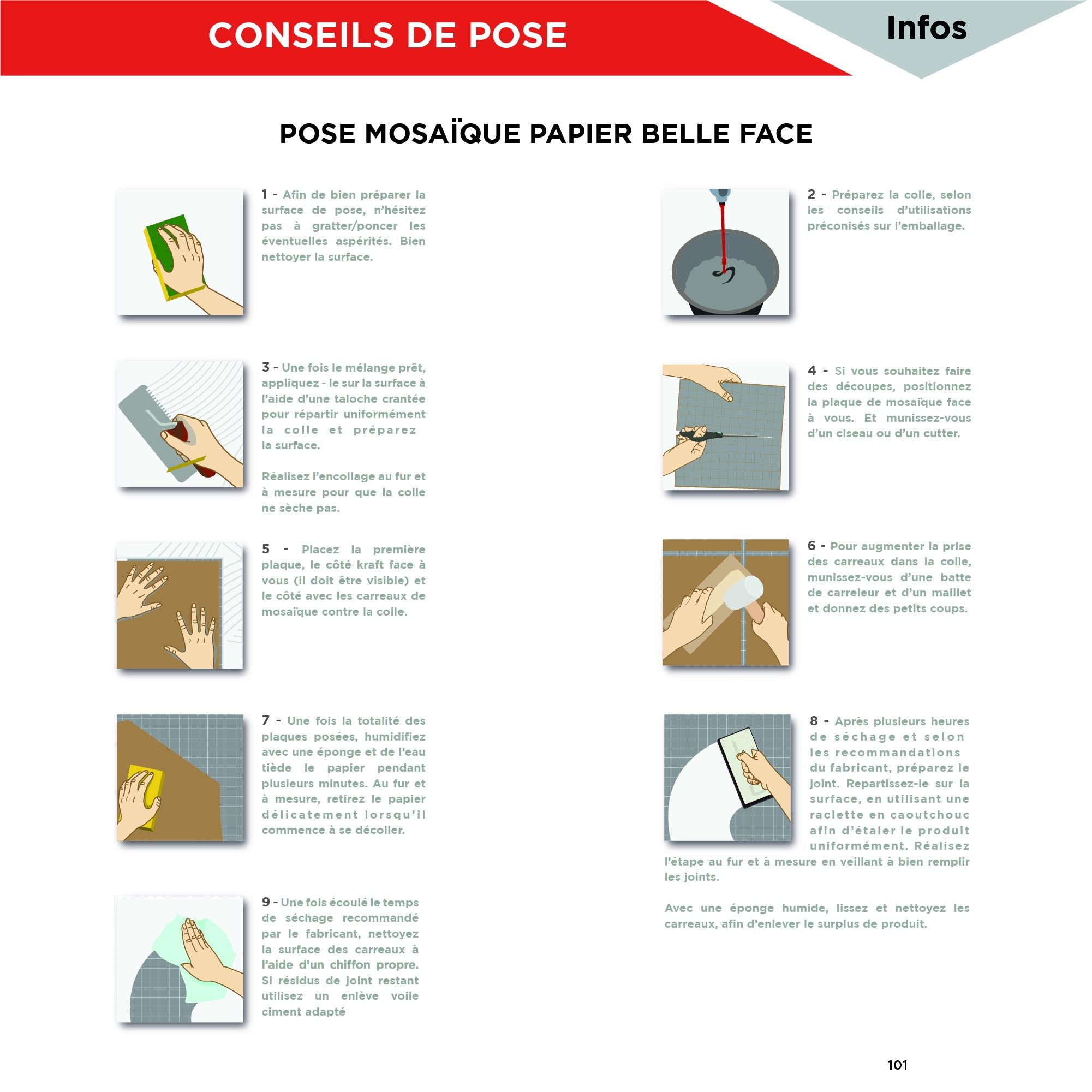 MOSAIQUE DECORATION SAUMON TRAME PAPIER 1 PLAQUE 32,7 x 32,7 CM CASA LINEA - 2