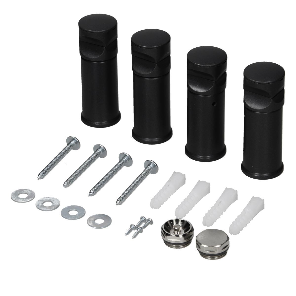 Scaldasalviette curvo in acciaio nero ingresso laterale 40x150 cm - 5