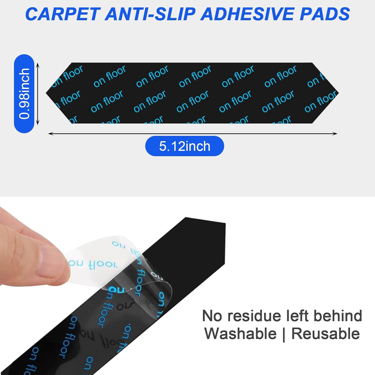 Lot de 16 rubans adhésifs antidérapants pour tapis en bois dur et carrelage, garde les coins plats (longue bande pointue) - 2