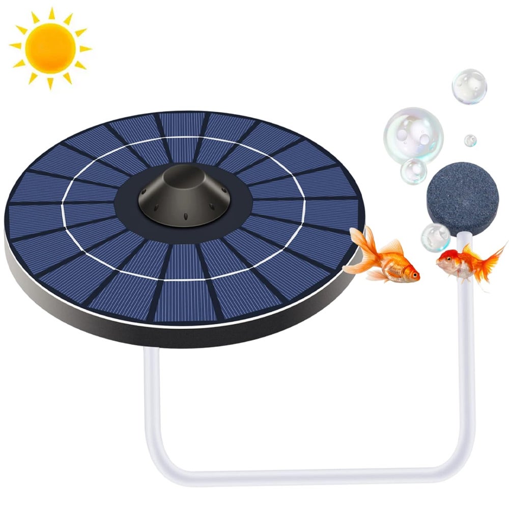 Solarny aerator do oczka wodnego - Pompa tlenu - Pompa powietrza - Pływająca pompa tlenu do fontanny - Z kamieniem napowietrzającym i rurką tlenową