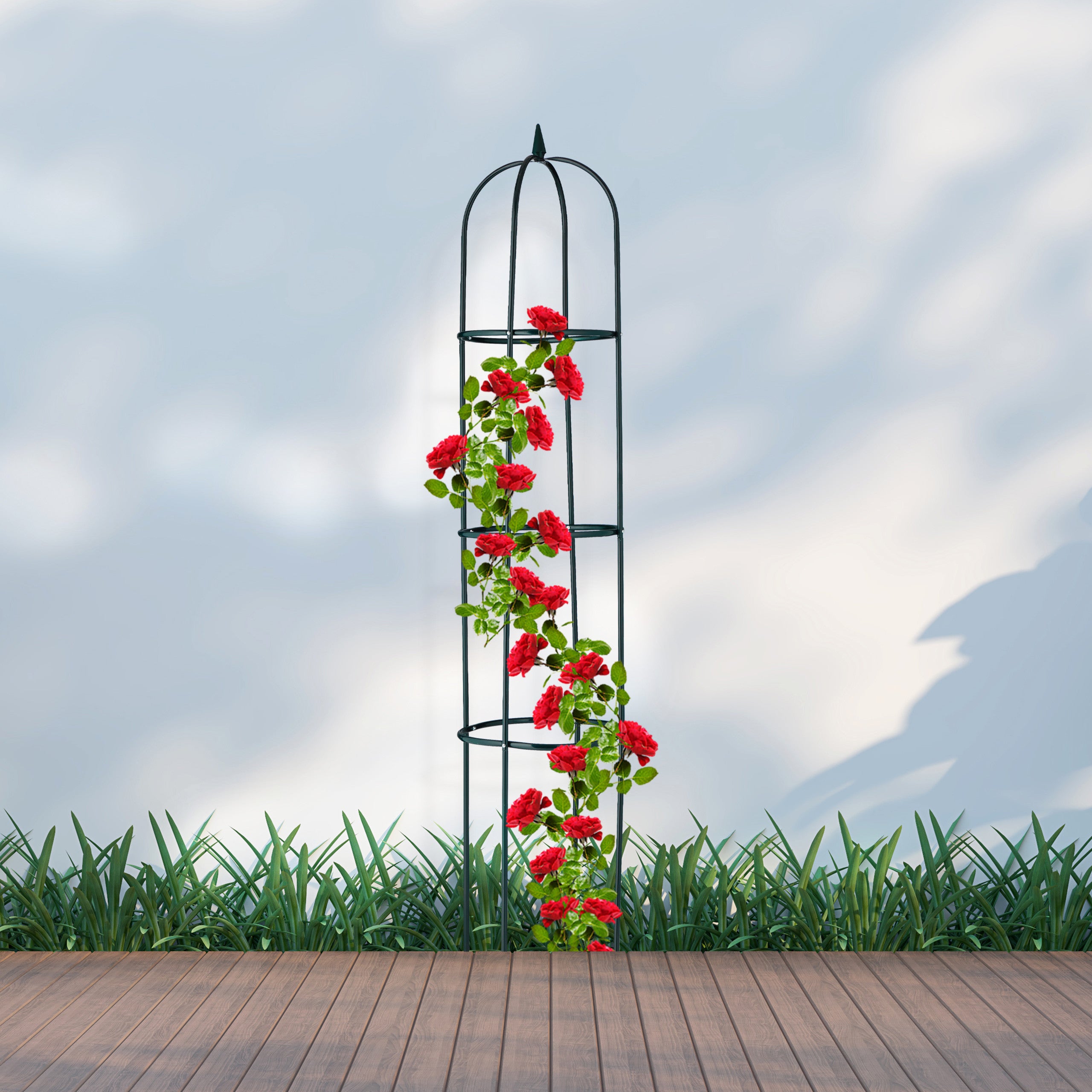 Relaxdays Trellis obélisque, Lot de 2, 160 cm de Hauteur, Plantes