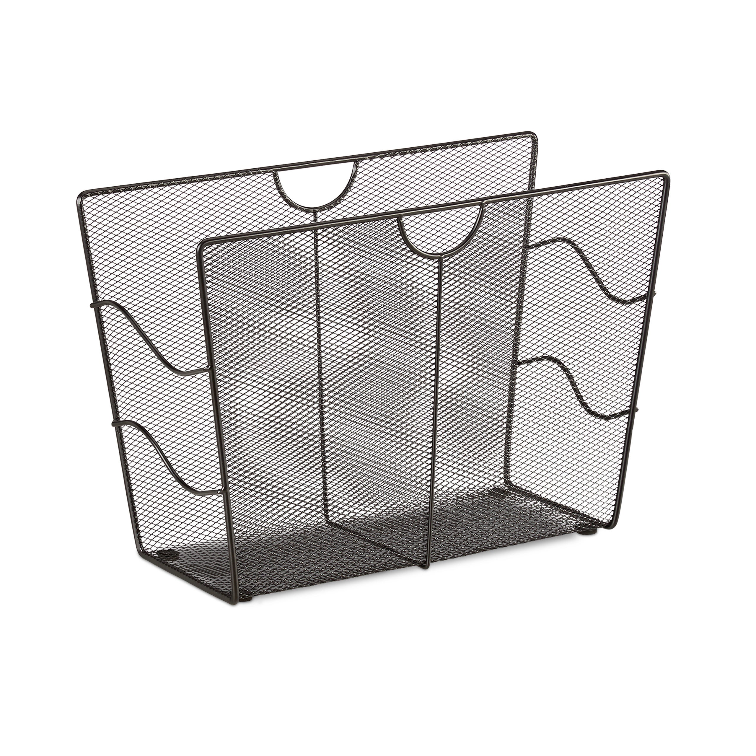 Porte-revues en maille métal porte-journaux trieur en maille tressée HxlxP: 27 x 39 x 17 cm , noir, Relaxdays - 5