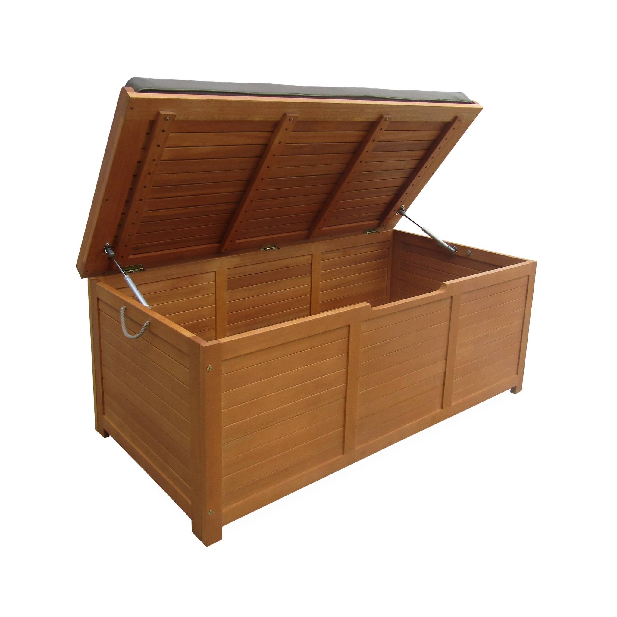 Cassapanca da giardino in legno 200L con martinetti, Marrone naturale - 5