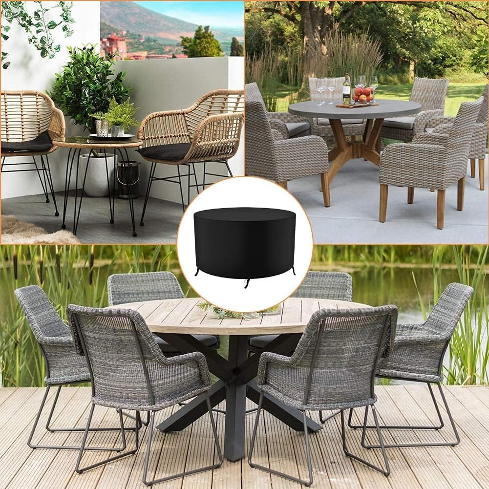 Housse de Jardin Ronde Housse Protection Table Jardin Ronde Jardin Table Housse Imperméable Coupe-Vent Anti-UV Résistant, (185 x 95 cm) - 4
