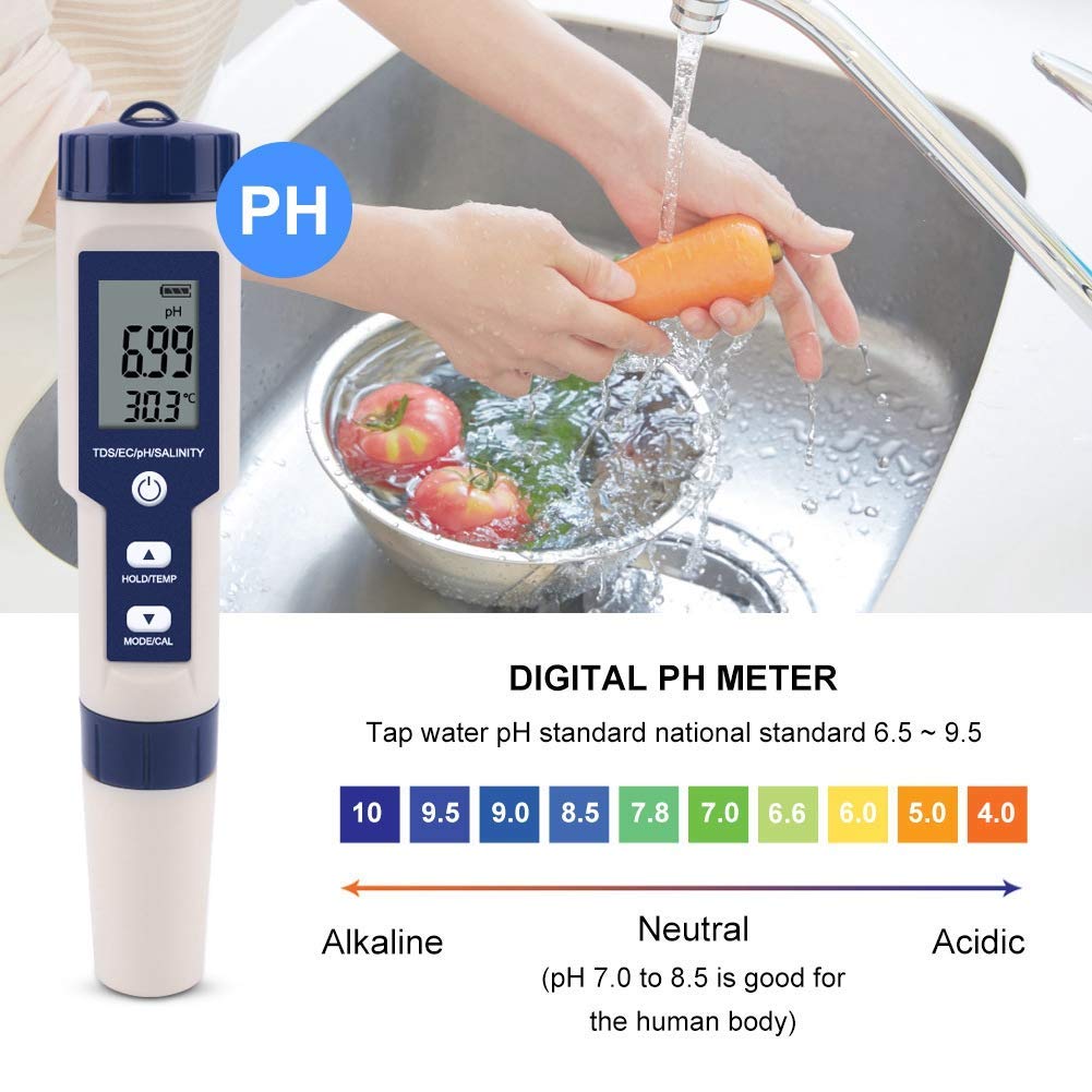 Testeur d'eau de piscine 2 pièces, compteur de température PH et TDS 3 en 1, stylo de test numérique de qualité de l'eau (sans batterie) - 6