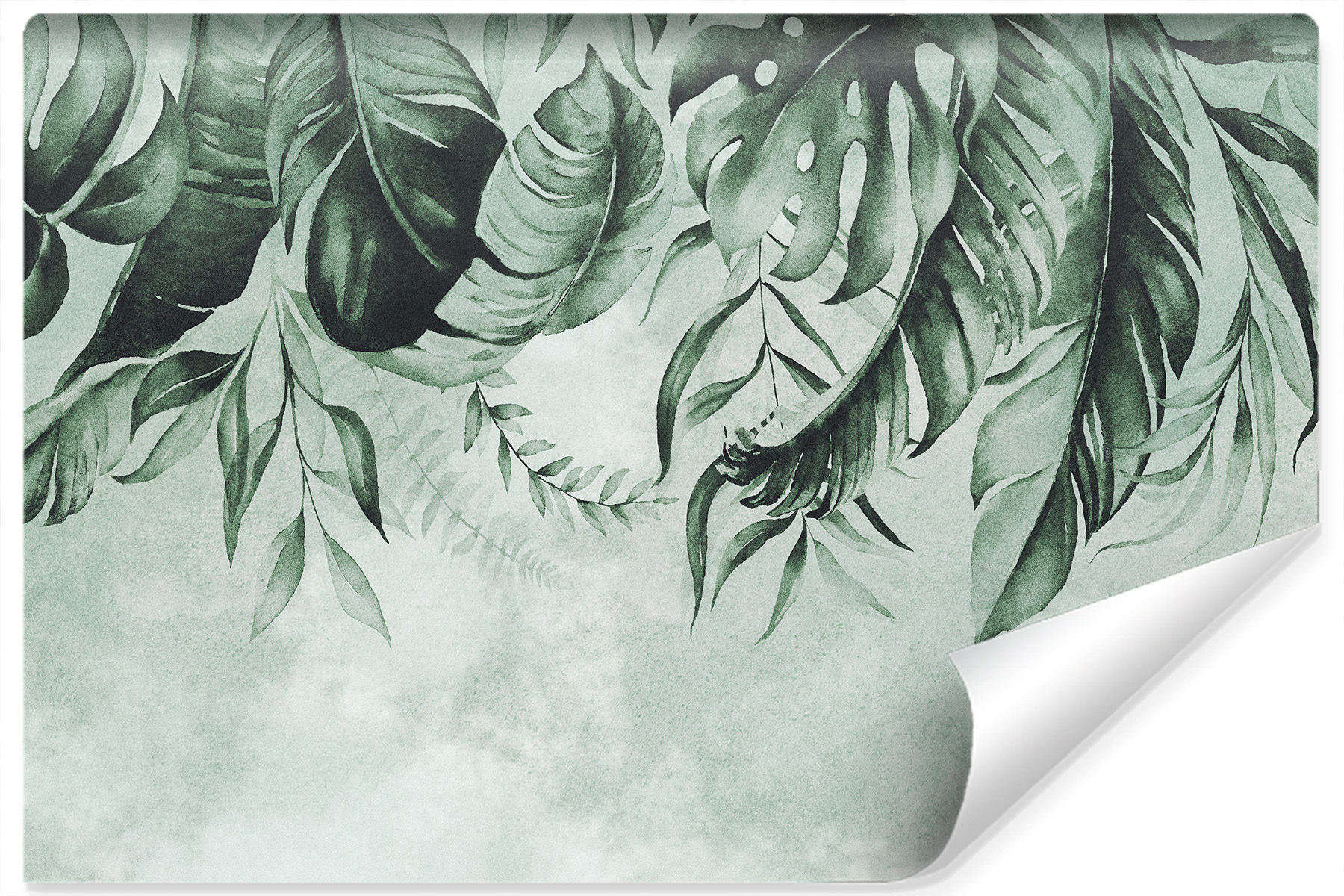 Vlieseline papel pintado fotografia para el dormitorio hojas acuarela naturaleza 400cm x 280cm
