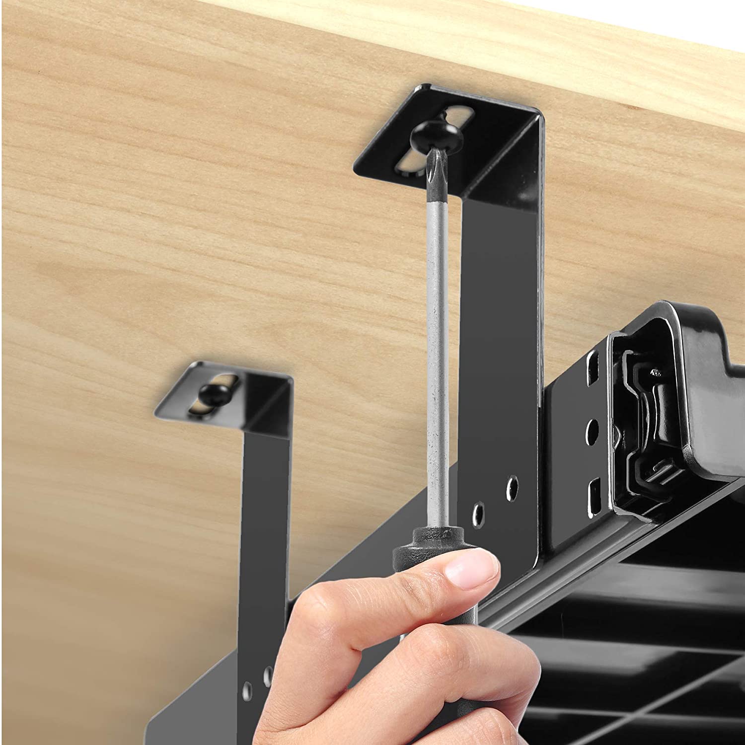 Duronic DKTSX2 Support Coulissant pour Clavier Souris Documents Ordinateur Portable Tablette | Tiroir sous la Table | Solution Ergonomique de Bureau - 5
