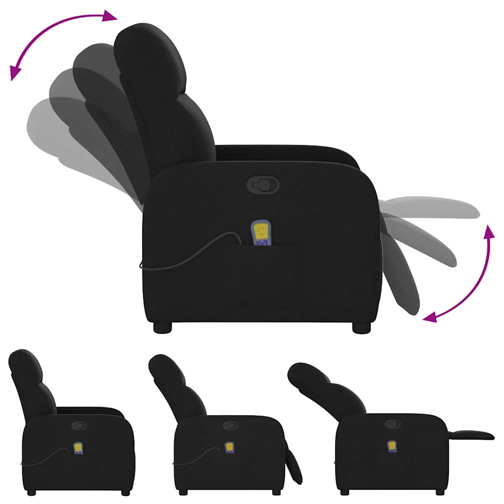 Fauteuil de massage inclinable Noir Tissu - 7