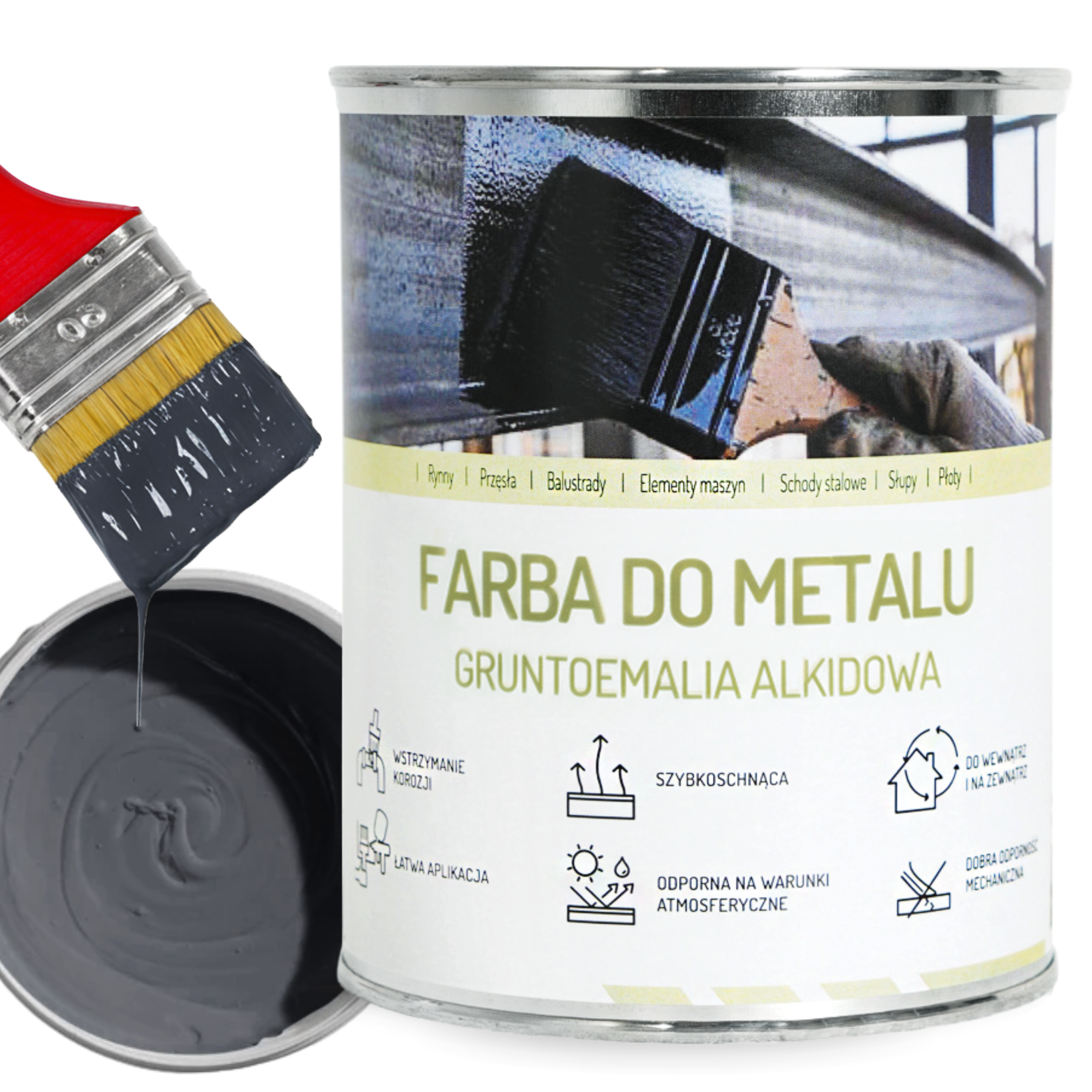 Farba do metalu antracyt 0,8L ral 7016 szybkoschnąca