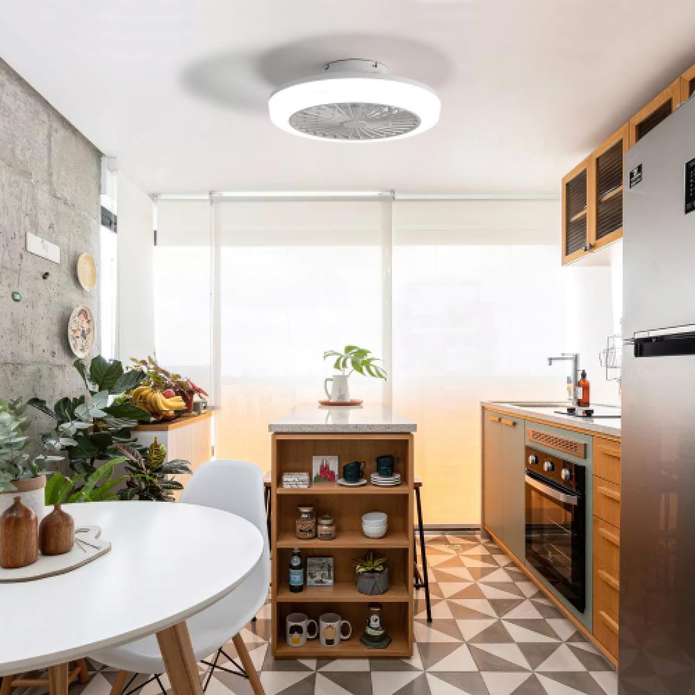 Ventilatore da soffitto 46CM con illuminazione LED, telecomando,funzione inversa Design moderno senza pale,per camera da letto,cucina e sala da pranzo - 5