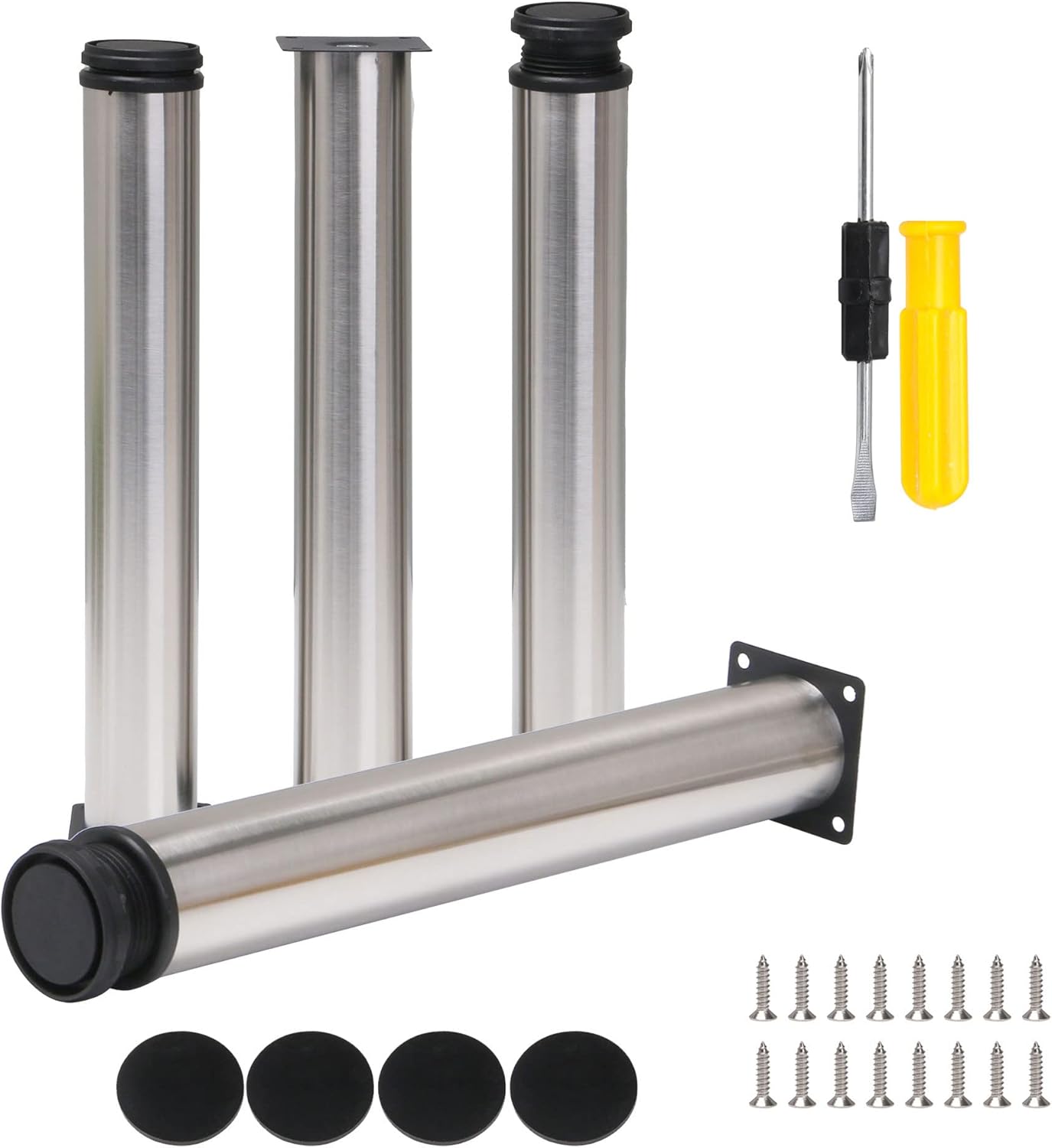 Picioare reglabile din oțel inoxidabil, 350 mm, set de 4, 200 de bucăți, canapele, măsuțe de cafea, televizoare, pentru dulapuri, birou, paturi 4buc