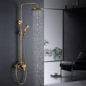 AURALUM MAX Colonne de douche en laiton Bronze Rétro,Ensemble de Douche avec Mitigeur Mécanique,Système Douche Hauteur Réglable pour Salle de Bain