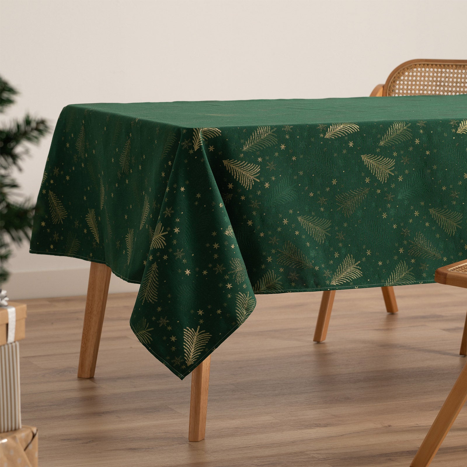 Tovaglia di Natale rettangolare in cotone jacquard verde 140x350 cm - Christree - 2