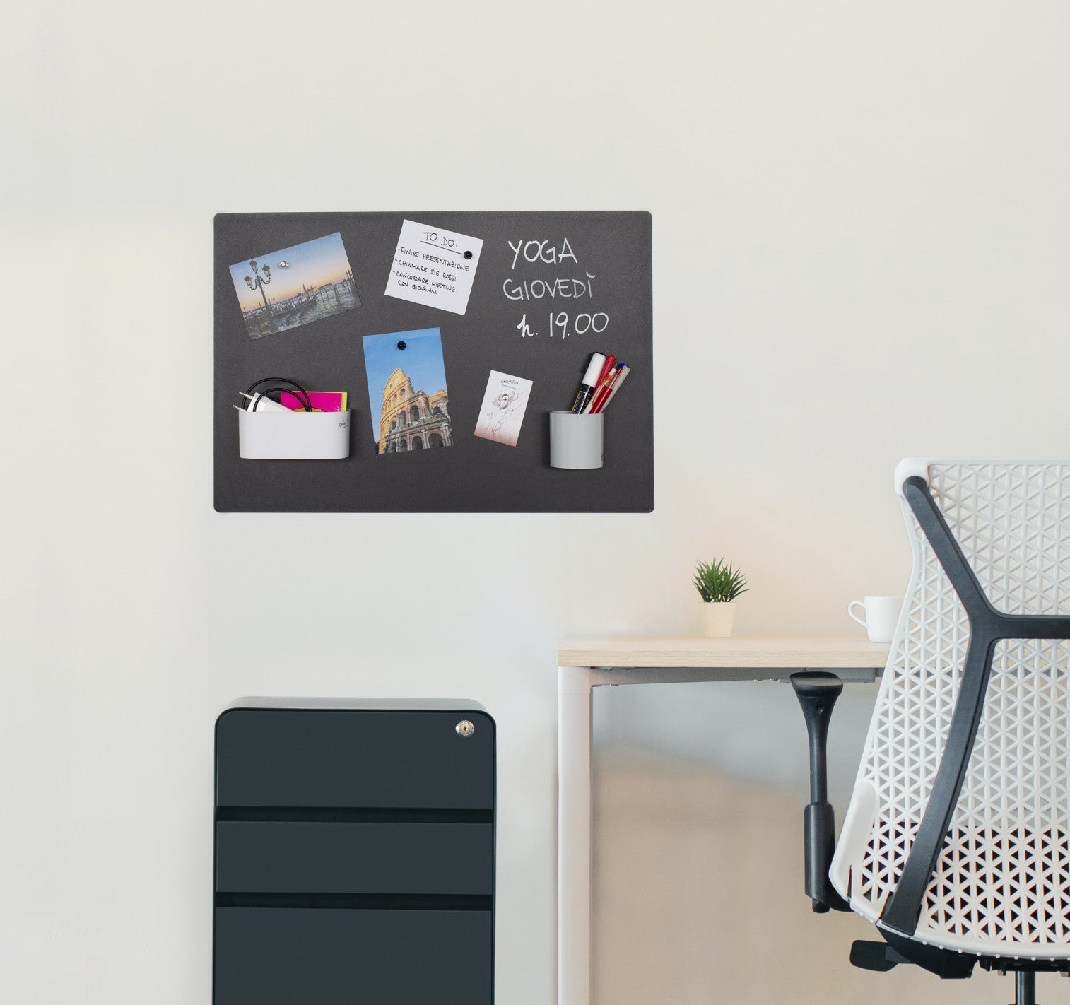 KalaMitica - Lavagna Magnetica da Parete 56 x 38 cm - Scrivibile e Cancellabile con Gessetti - Nero Antracite, con Vernice Riciclata - 8