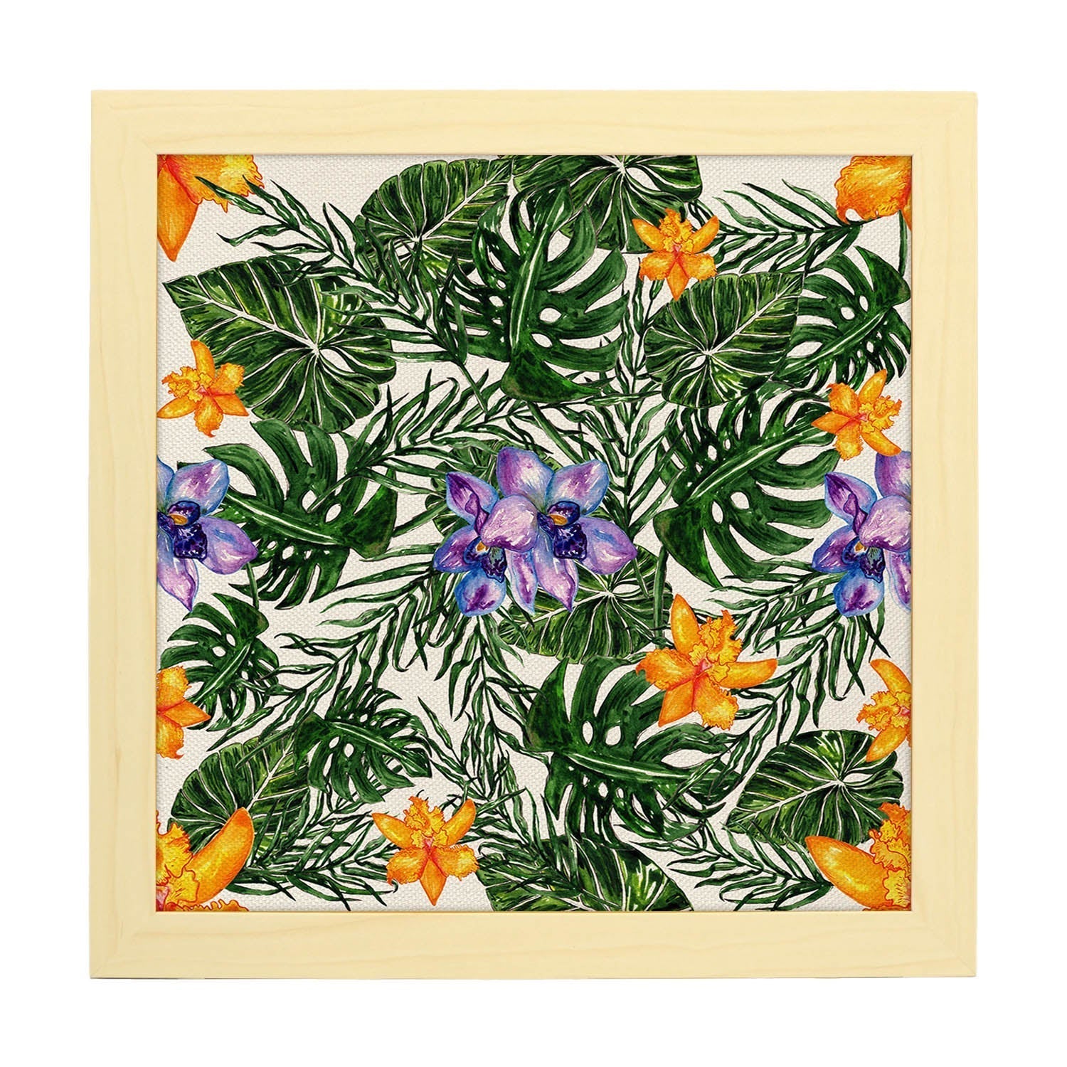 Affiche De Fleur Et De Nature. Feuille Carrée Me Donne La Vie, Illustrée De Dessins De Couleur. Châssis Blanc - 2