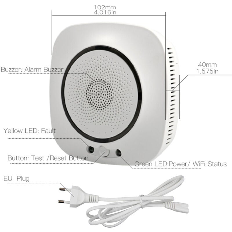 Detektor tlenku węgla Wifi Detektor dymu Wifi 75dB System alarmowy Alarm dźwiękowy APP Powiadomienie push SmartLife T
