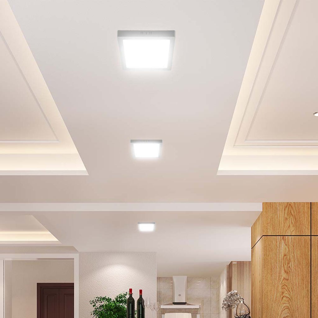 Panel LED 12W, kwadratowy, sufitowy, biały, 3000K - 3