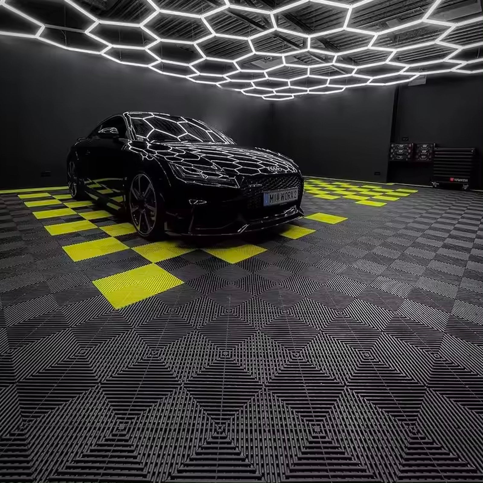 Lot de 1 m² - MOSAIK AERO Dalles clipsables ajourées pour Garage-Atelier-Showroom - Noir - 3
