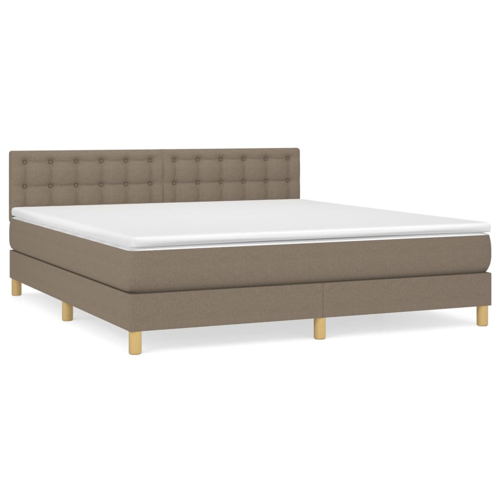 Letto Matrimoniale 180x200cm Con Materasso E Luci LED - Testiera Regolabile, Tessuto Tortora