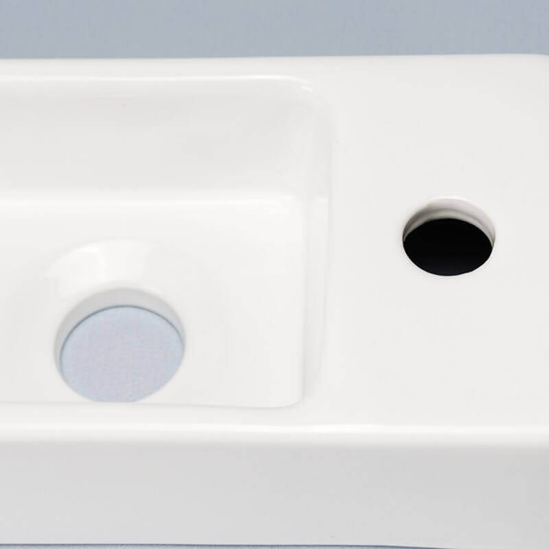 Lave main Rectangle Droite Céramique Blanc - 38x15 cm - Minimalist - 5