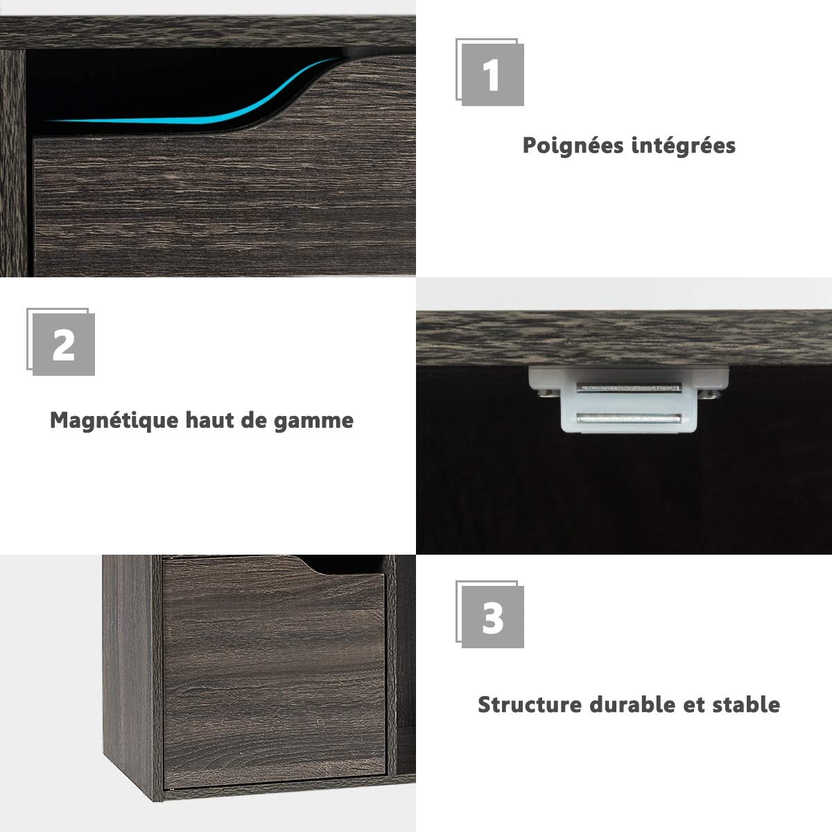 Scaffale Portaoggetti Guardaroba Mensola Libreria in Legno Mobile con 9 Cubi, Scaffale Cubo Porta Libri (Grigio-Marrone) - 4