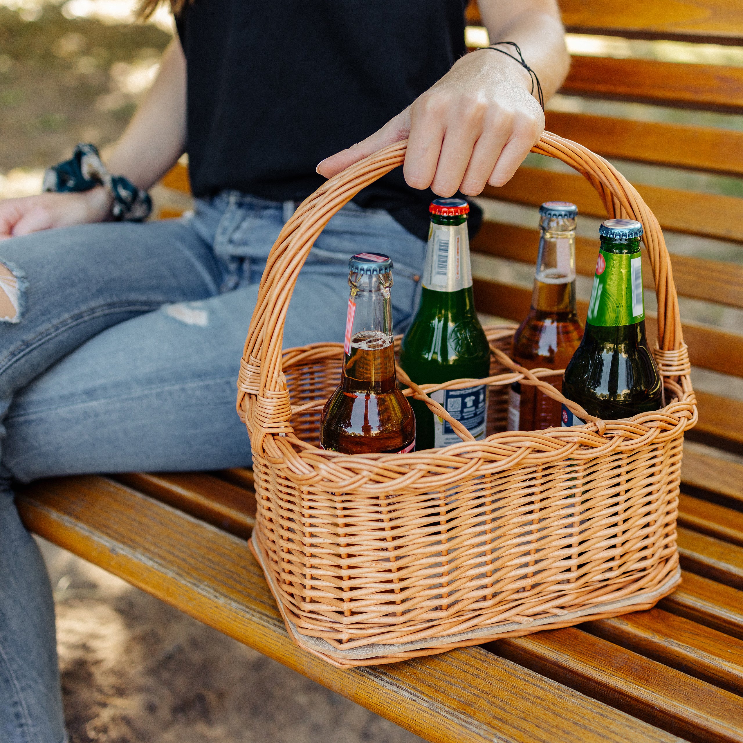 DBALL 2 Pezzi Borsa Porta Bottiglie 6 Posti Portabottiglie Acqua Borsa per Portare con Manico Lavabile Pieghevole per Bottiglie di Birra Vino Soda (24 * 18 * 16cm, Nero