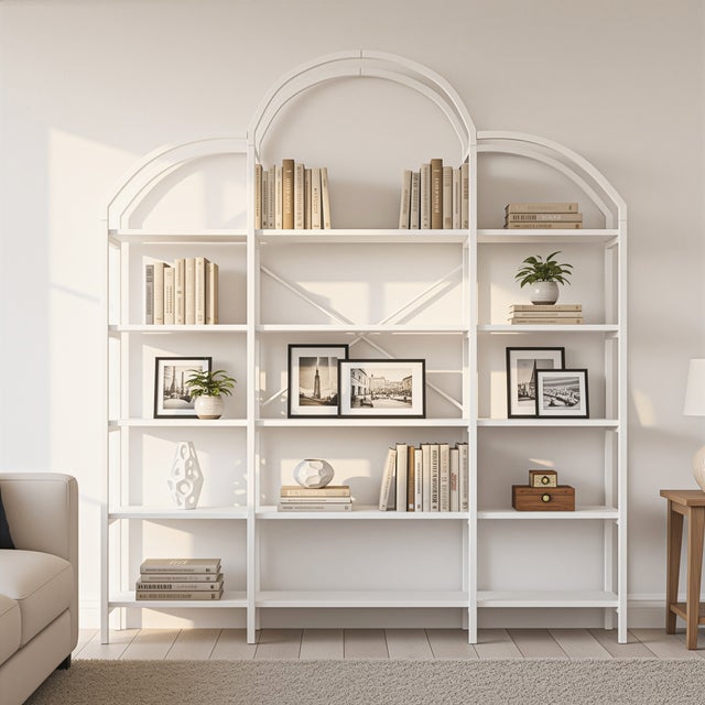Bibliothèque pour Séjour en MDF Blanc H. 190 x l. 170 x P. 26 cm