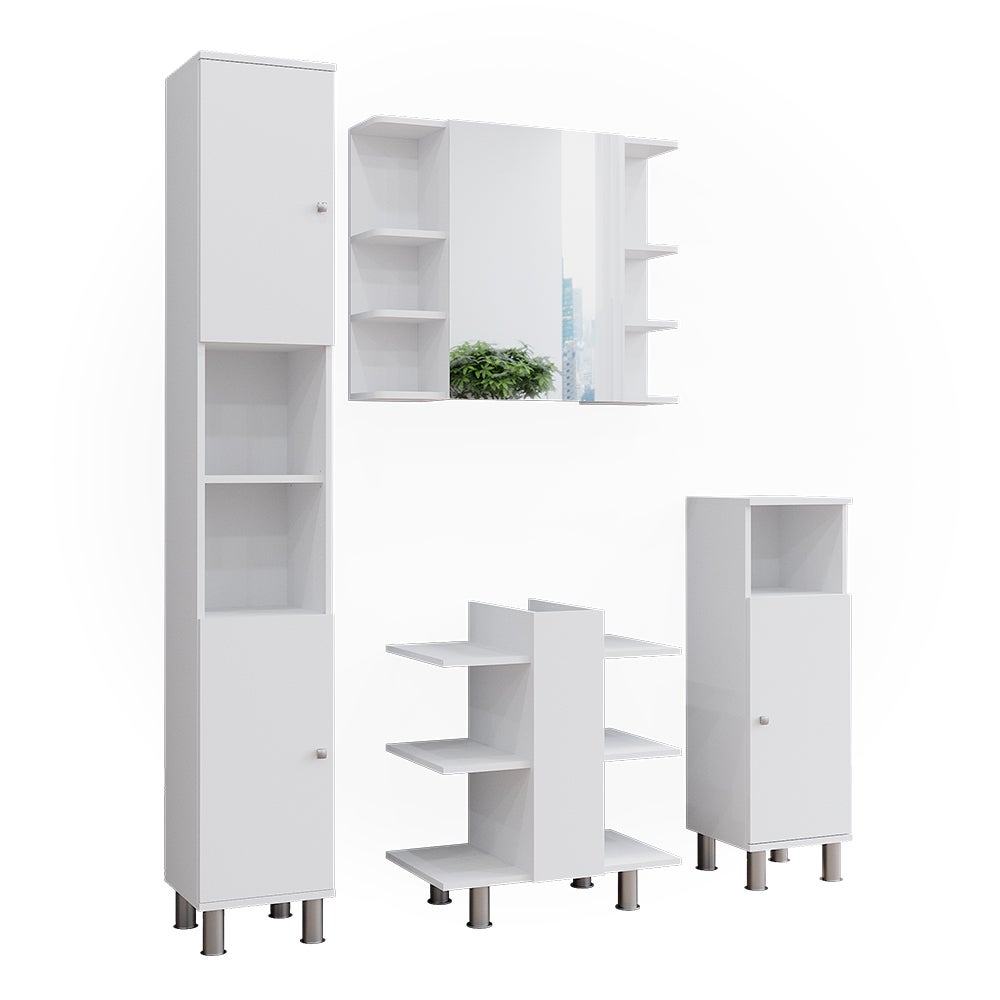 Vicco Zestaw mebli łazienkowych Fynn, Biały, 4 części