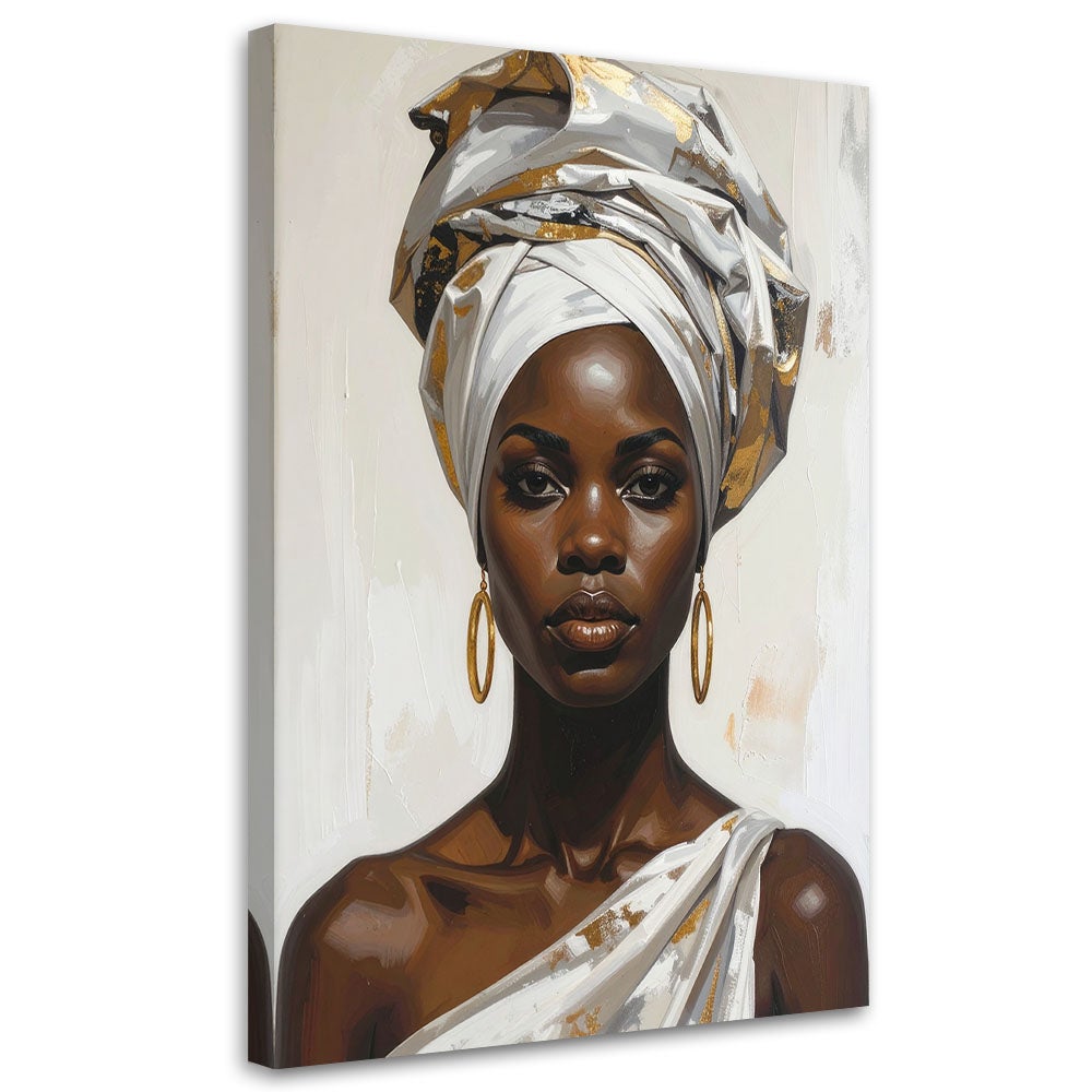 Obraz do salonu sypialni biura, Kobieta w białym turbanie w stylu glamour 60x90
