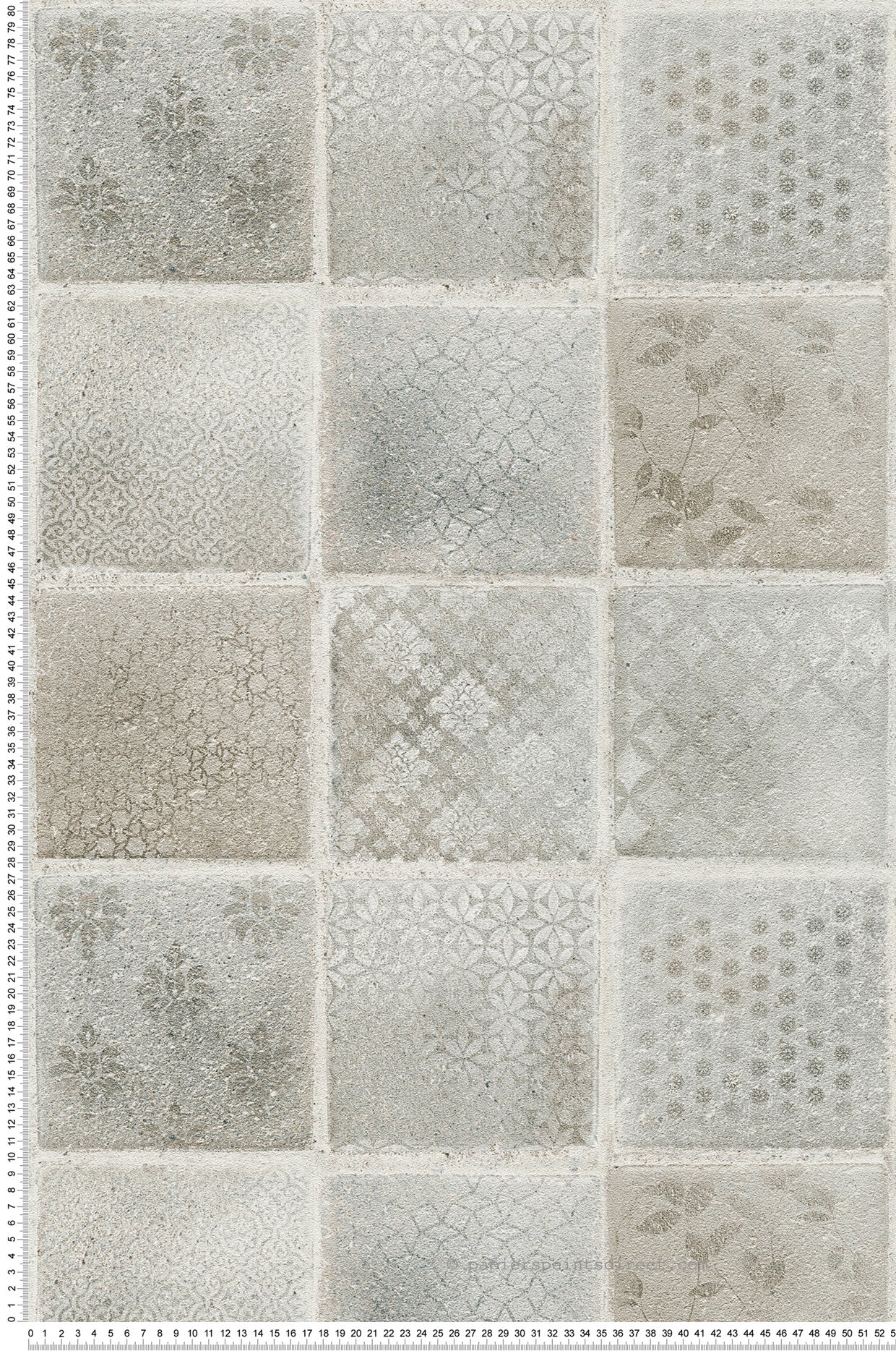 Papel pintado motivo de azulejo beige y gris - 53 cm x 10,05 m - a.s. création