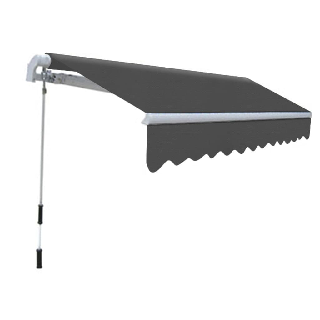 Tenda da sole manuale 350x300 cm snodata per esterni, balcone, terrazza, giardino, protezione solare, anti UV, grigio bianco | Leroy Merlin
