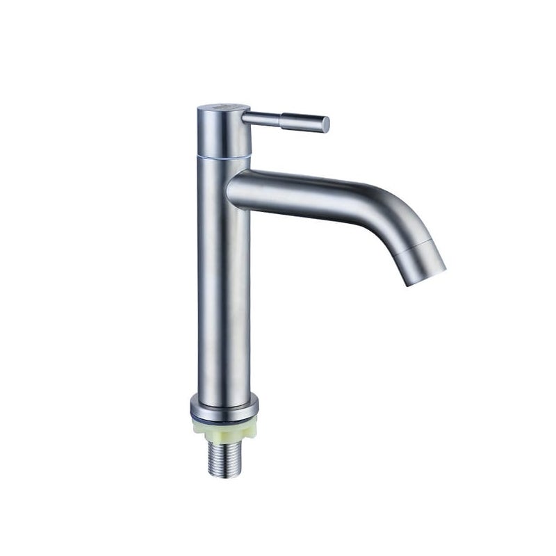 Bateria umywalkowa ze stali nierdzewnej - bateria mieszaczowa do zimnej wody, odpowiednia do kuchni, łazienek, garaży itp. - 1 szt., srebrna