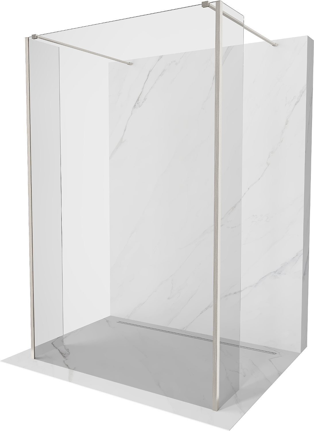 Mexen Kioto ścianka prysznicowa wolnostojąca 135 x 30 x 30 cm, transparent, nikiel szczotkowany - 800-135-030-222-97-00-030