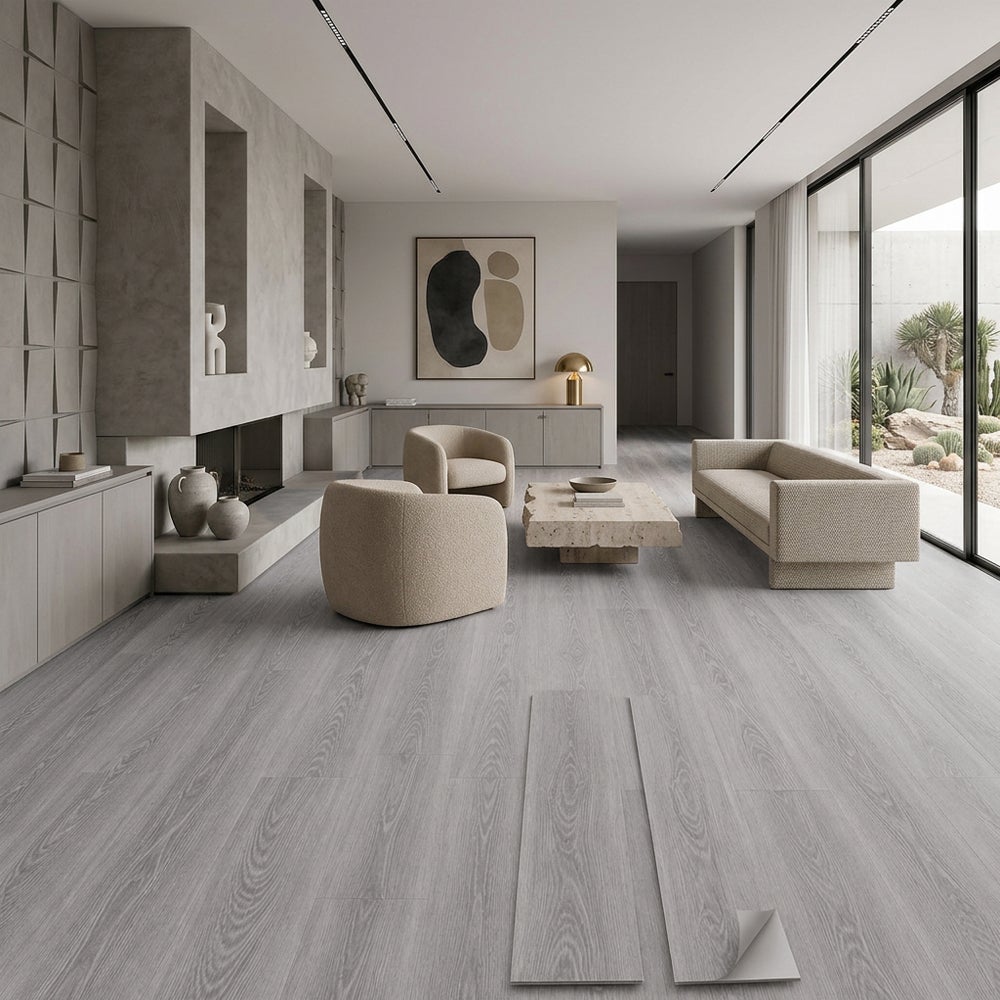 Arquiservi® - Pavimento Vinílico Autocolante PVC Carvalho Cinza 2,5 m² - Sala e Jantar | Resistente à Água | Durável | 2mm - 5