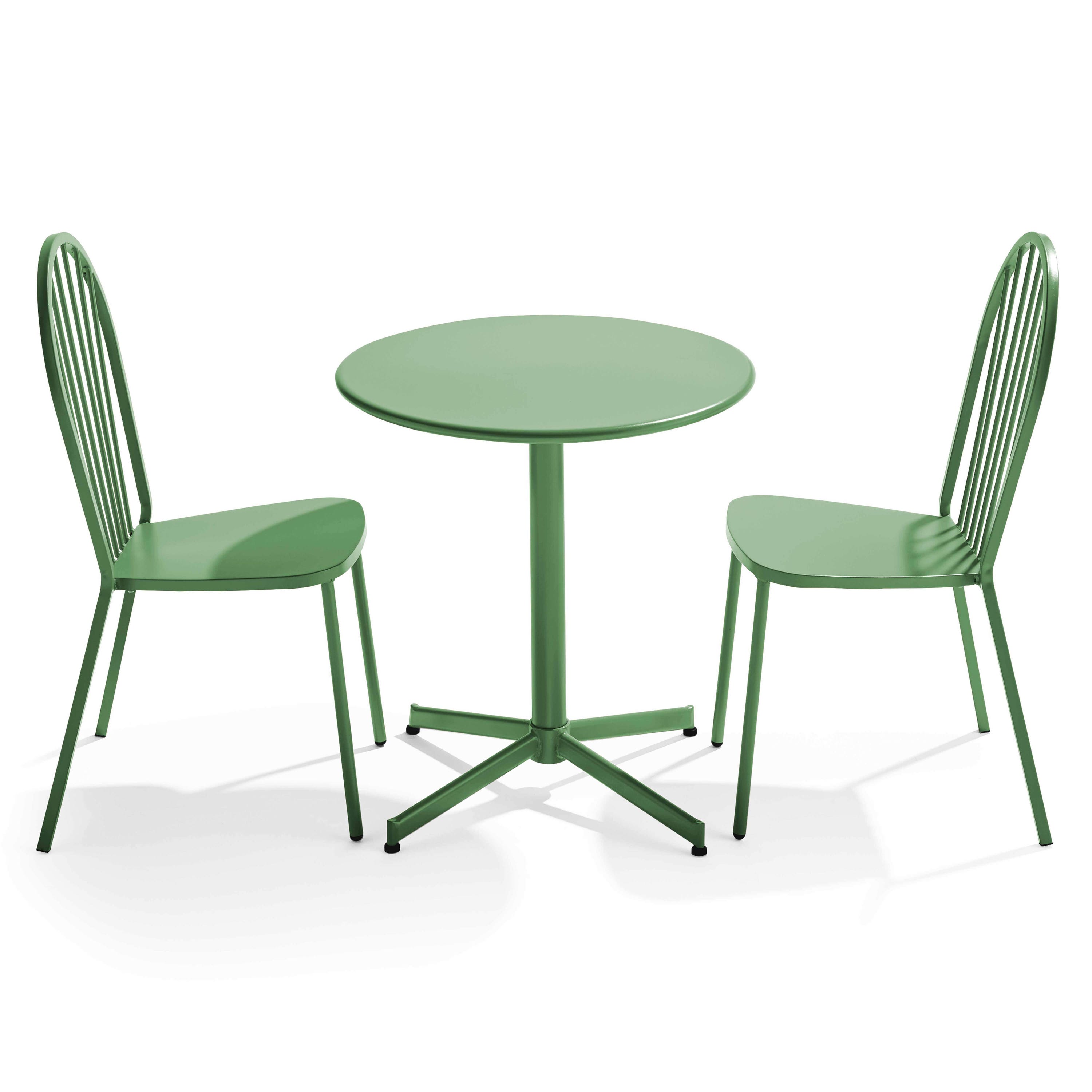 Ensemble table ronde et 2 chaises de jardin en métal vert cactus ...