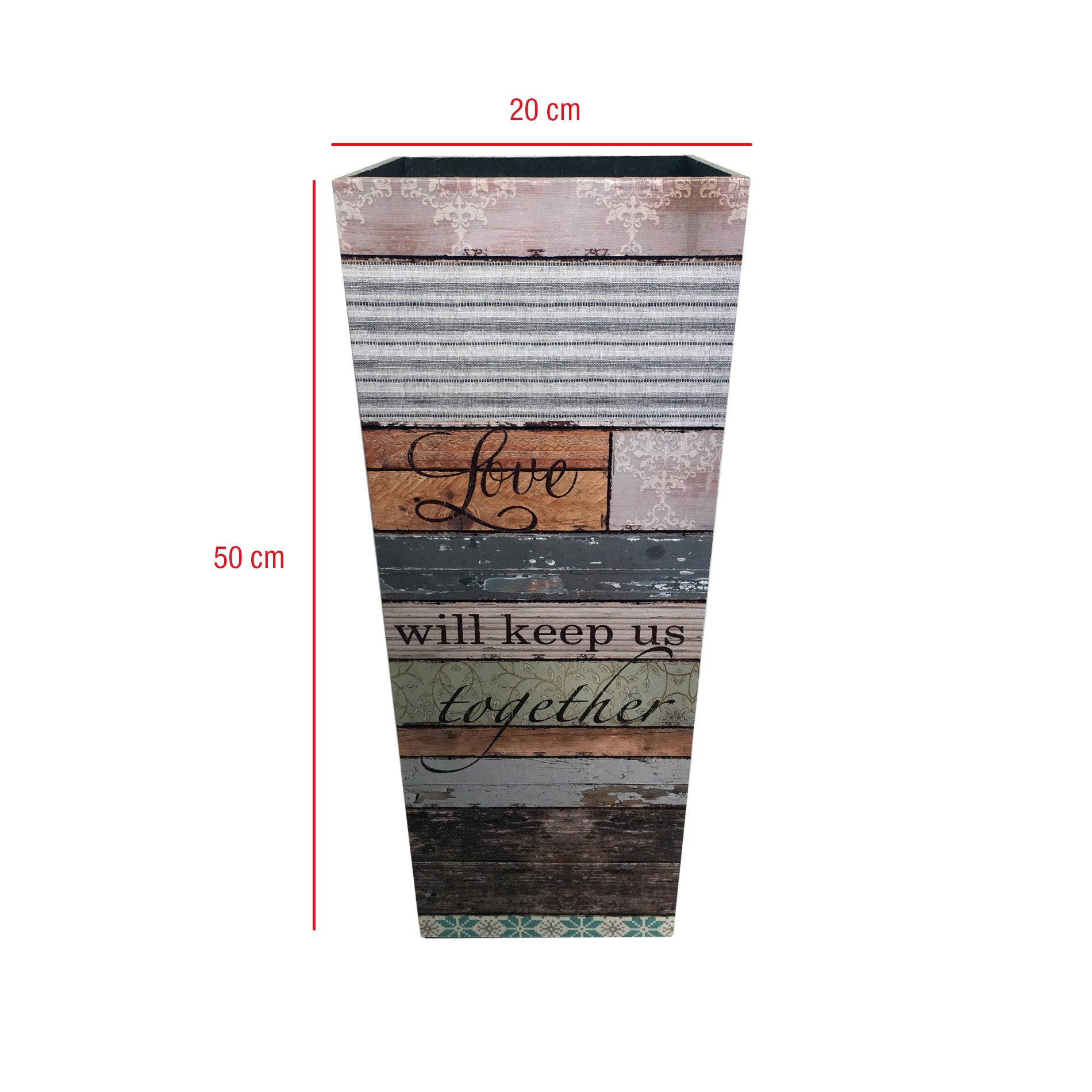 Porte-parapluies Rebecca Mobili Carré Marron Mdf Canvas Beige Entrée 50x20x20 - 3