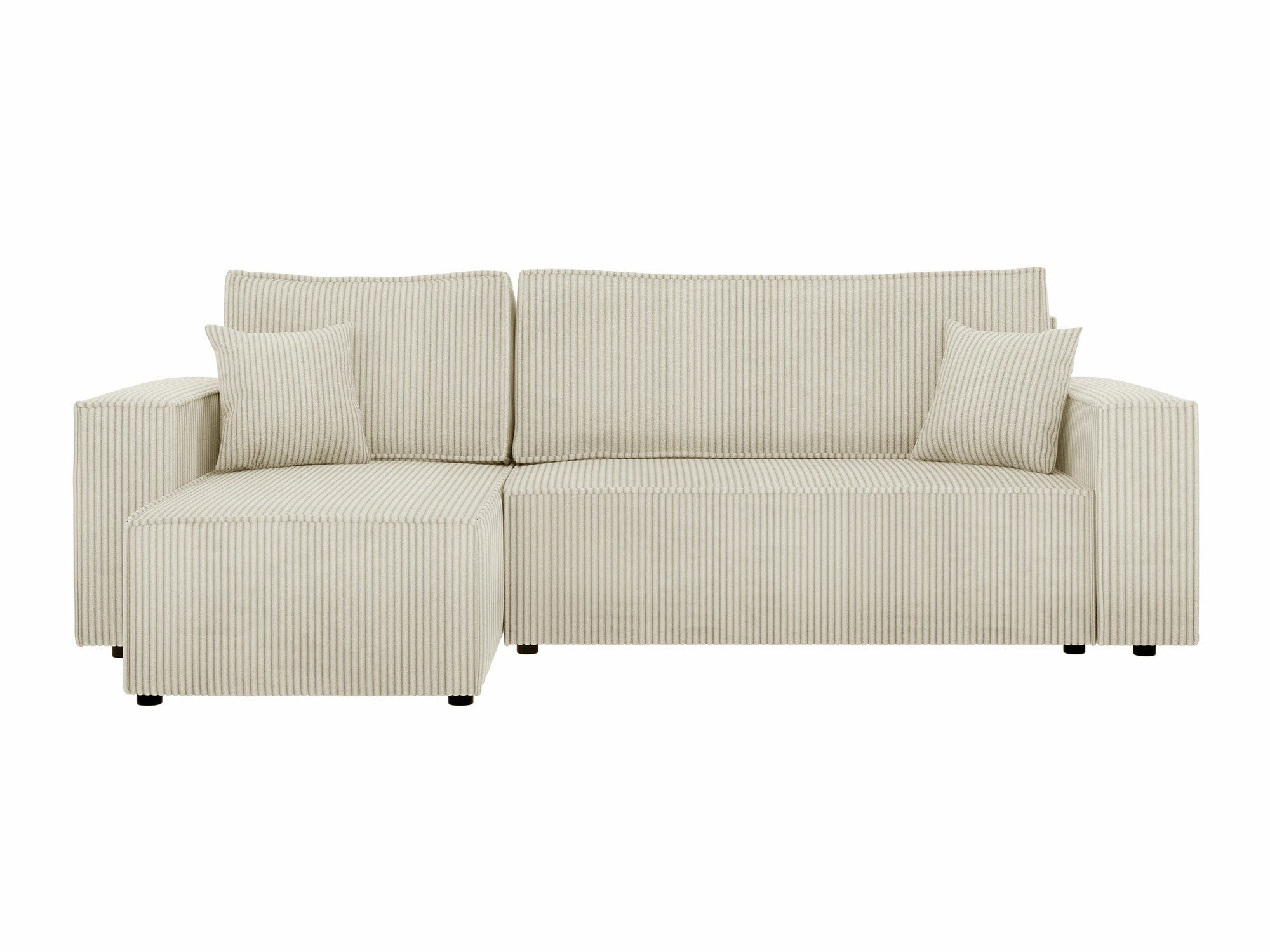Sofá rinconero shelton 100, de color marrón claro, función de descanso, caja de ropa de cama, 244x145x82cm