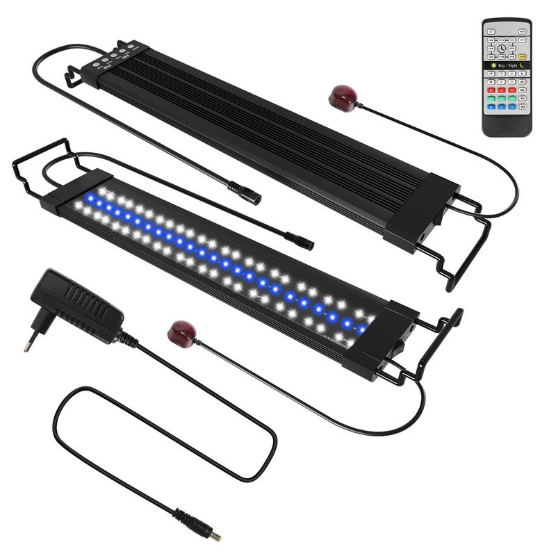 Lampada LED Per Acquario 87-110 Cm | 36W Dimmerabile RGB + Bianco | Timer 6/10/12 Ore | Supporto Regolabile | Per Piante E Coralli