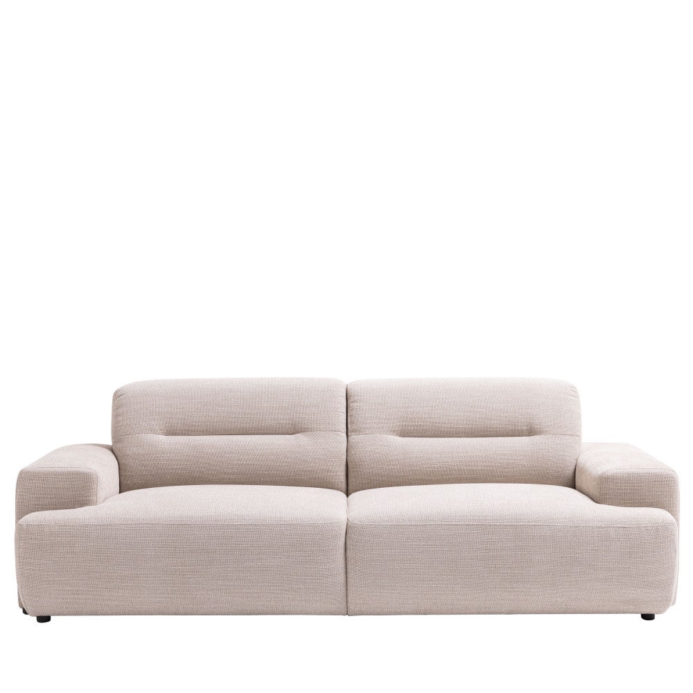 Stune - Canapé droit 4 places en tissu à accoudoirs larges - Beige ...