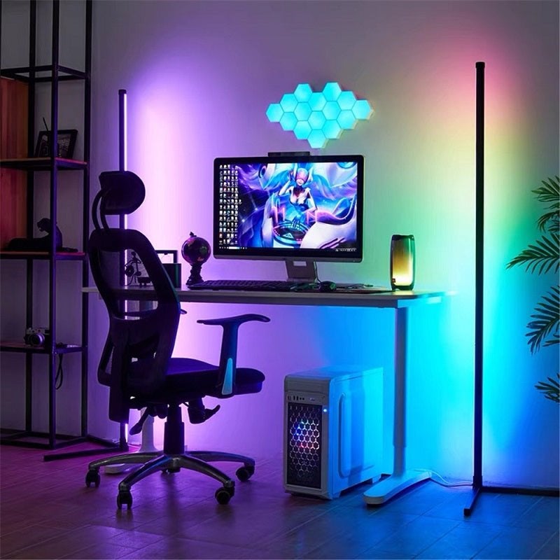 Lampe Néon sur Pied Design Connectée WIFI RGB 140cm avec Télécommande - SILUMEN - 6