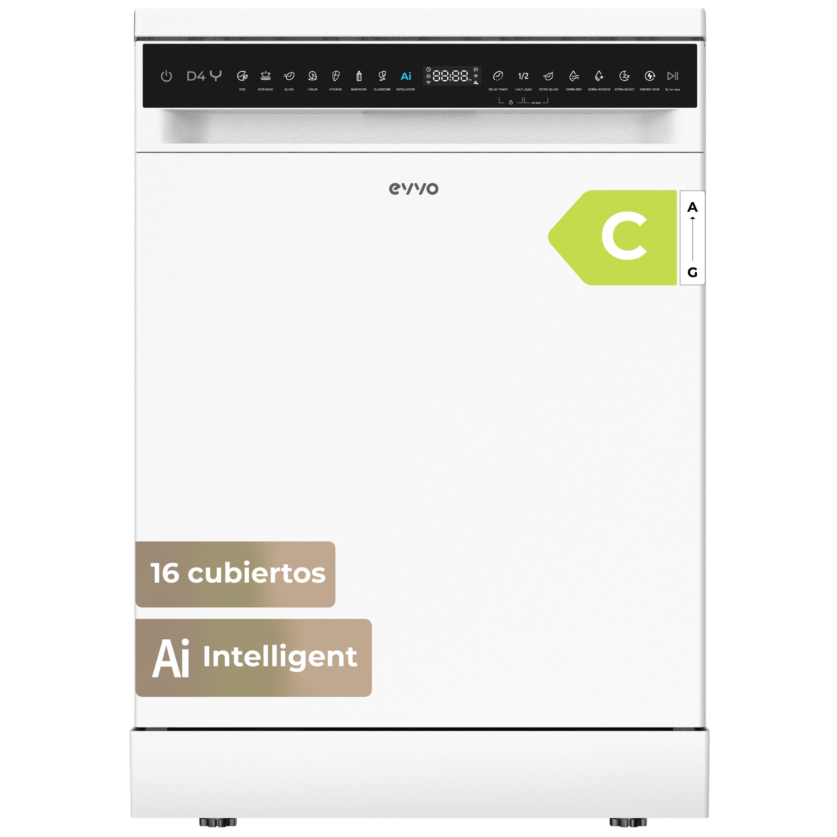 Evvo Lavavajillas Libre Instalación D4 60 Cm 16 Cubiertos Acero Inox C - Imagen 3