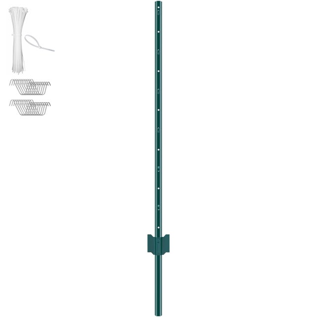 Lot de SucceBuy 10 piquets en acier robuste pour clôture en T de 1,2 m pour jardin,cour,pelouse,fermes et clôtures extérieures,vert