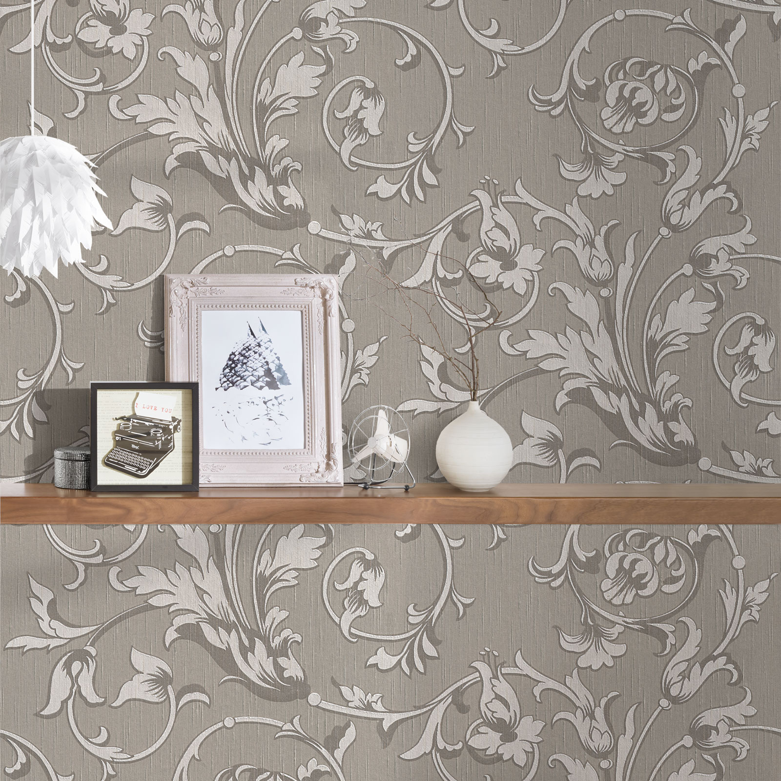 Papel pintado oscuro estilo barroco papel pintado gris vintage con flores papel pintado con dibujos para interior lujoso