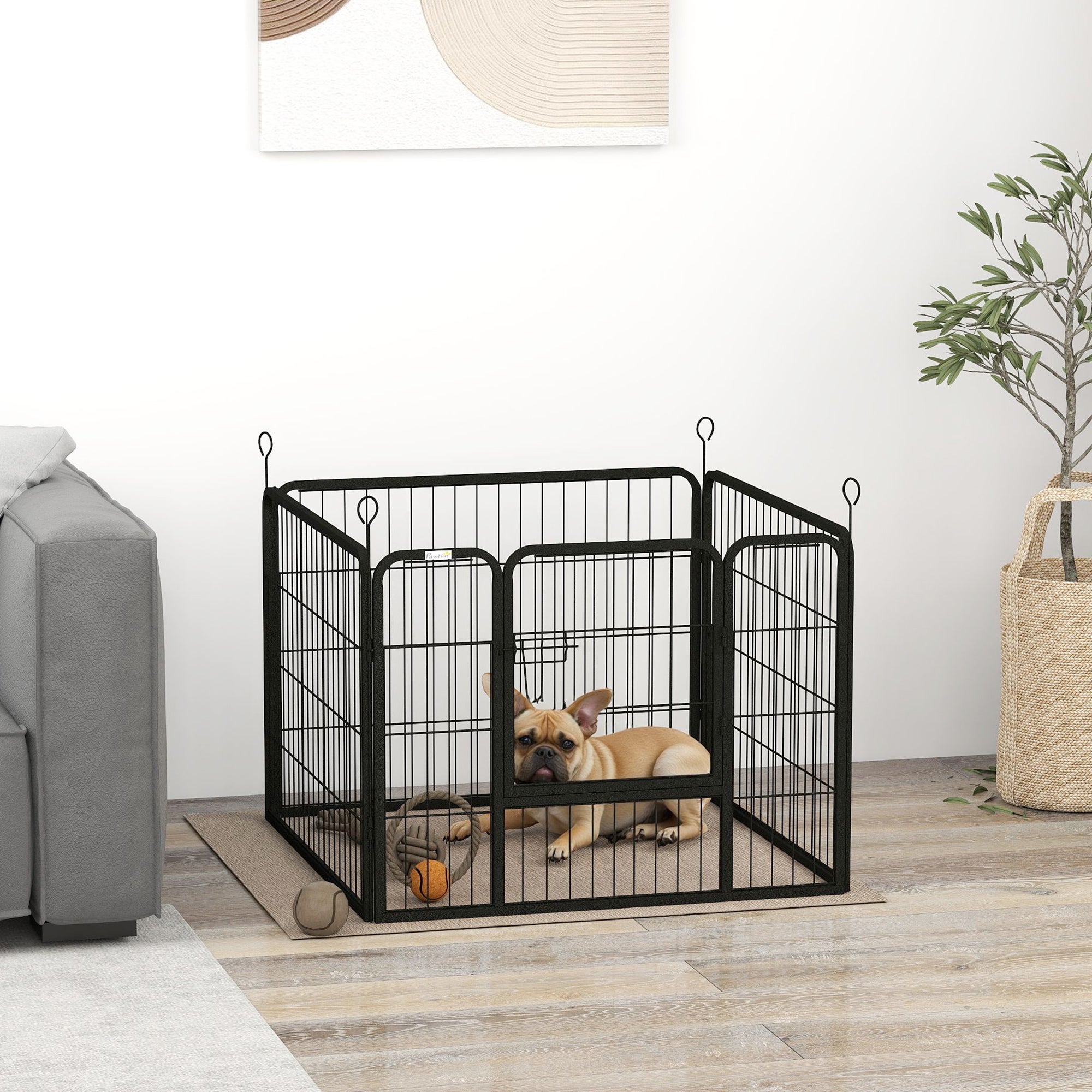 Parque para Cães PawHut Cinza Escuro/Cinza de carvão Metal 82x82x60cm - 2