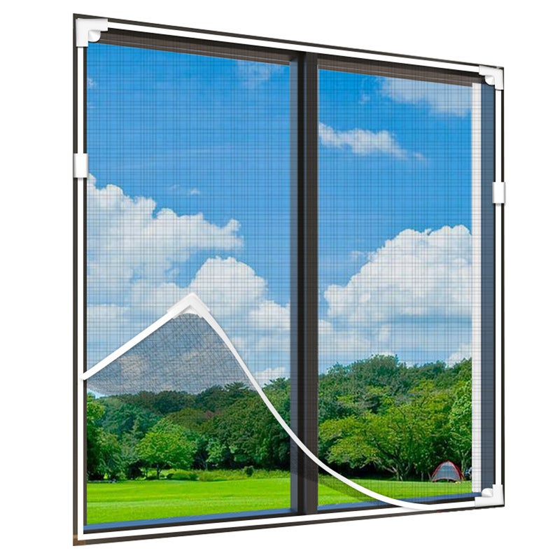 (Biała rama, szara siatka) Moskitiery okienne Regulowana i elastyczna moskitiera magnetyczna 150 x 180 cm, pasuje do każdego mniejszego rozmiaru