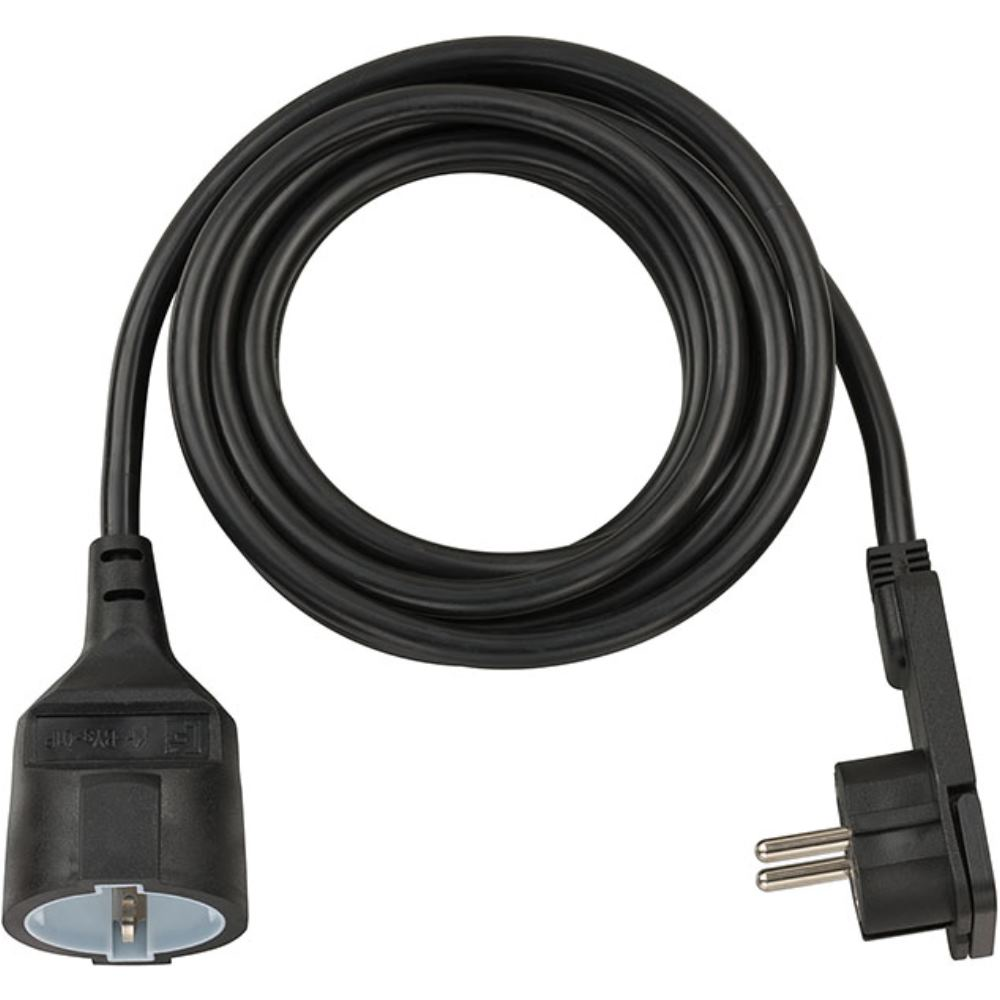 Alargador eléctrico IP20 H05VV-F 3G1,5 con clavija plana para uso en interiores - 3 (Negro)