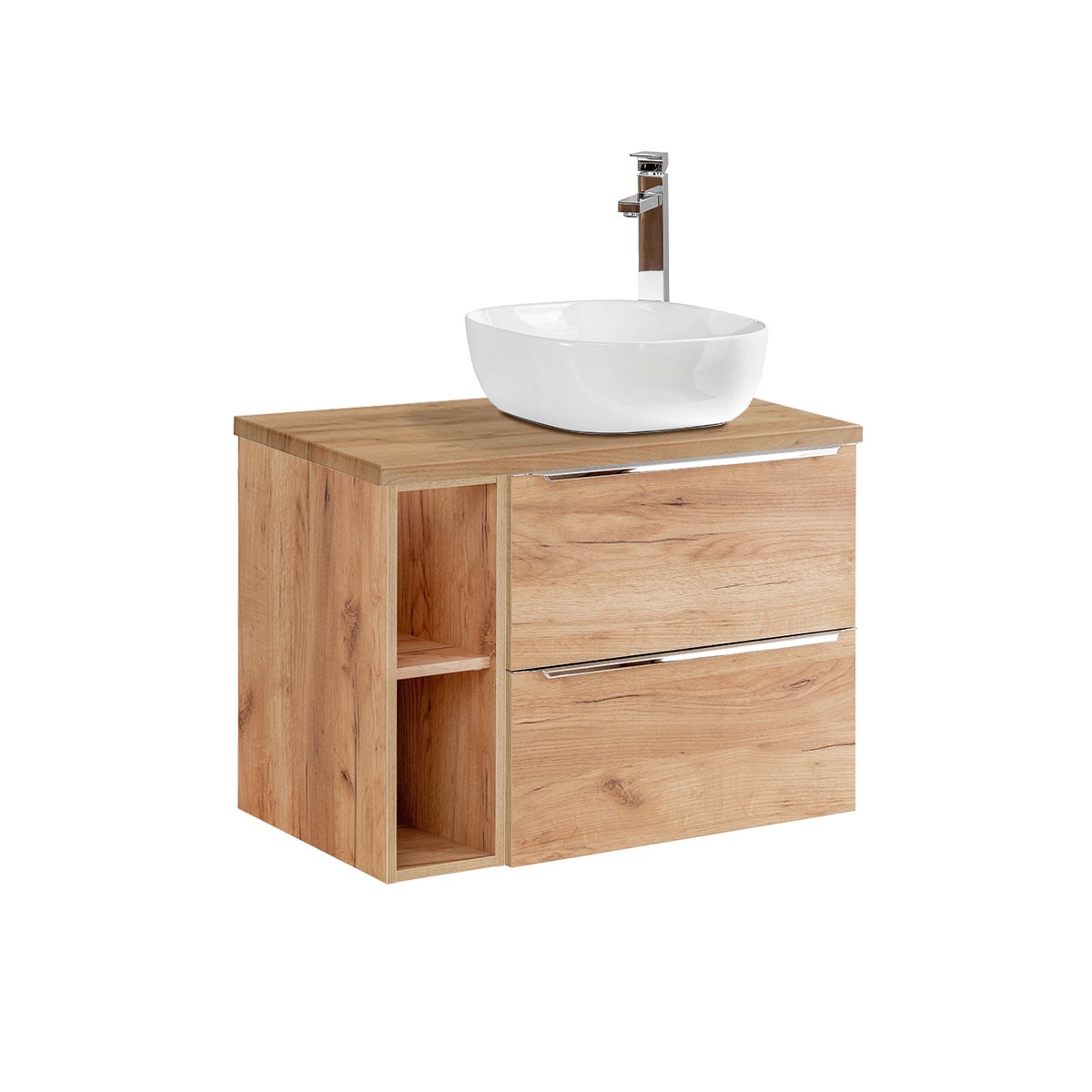 Mueble lavabo individual 80 cm 2 nichos april madera