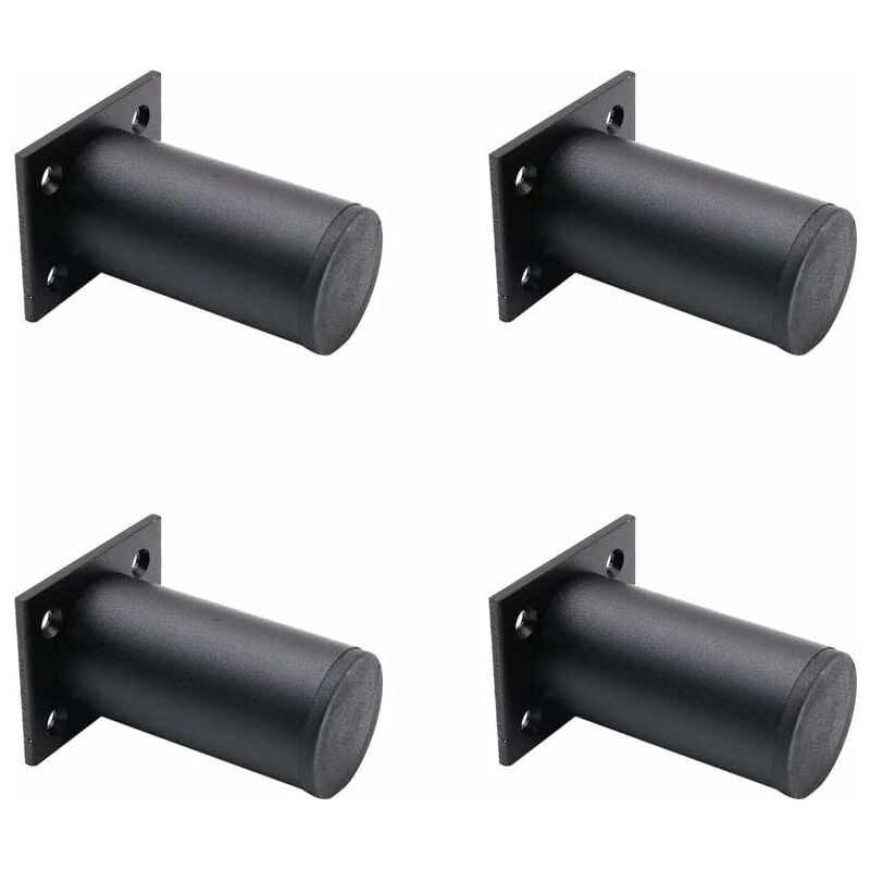 Zestaw 4 regulowanych nóżek meblowych, matowa czerń, stop aluminium 38 x 80 mm, nogi meblowe, nogi do stolików kawowych, nogi do telewizorów, nogi do